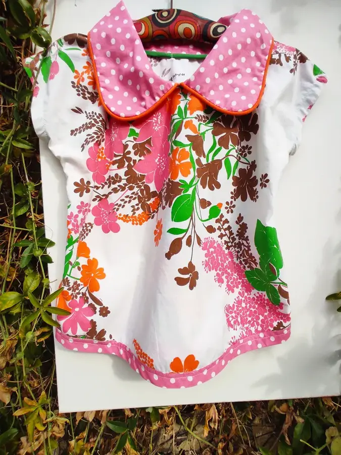 blouse fleurs sauvages & col à pois 🌼💗 blouse fleurs sauvages & col à pois 🌼💗