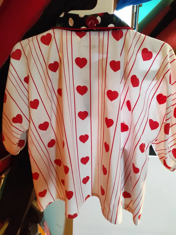❤️ blouse d'amour et de pois création unique vintage ❤️ ❤️ blouse d'amour et de pois création unique vintage ❤️
