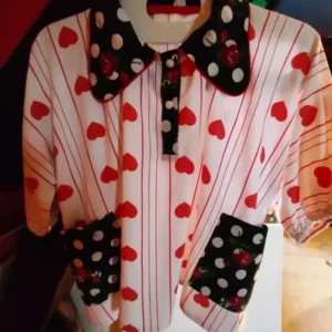 ❤️ blouse d'amour et de pois création unique vintage ❤️