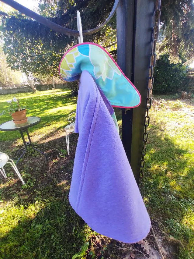 💜 cape épaules réversible en laine et draps vintage descamps 💙 💜 cape épaules réversible en laine et draps vintage descamps 💙