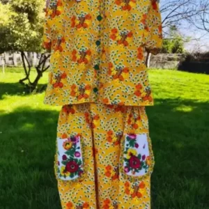 ensemble coordonné "sunny folk" – blouse & jupe upcyclées