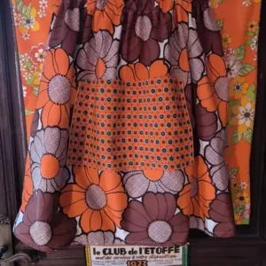 jupe trapeze "jardin rétro" – upcycling & coton vintage